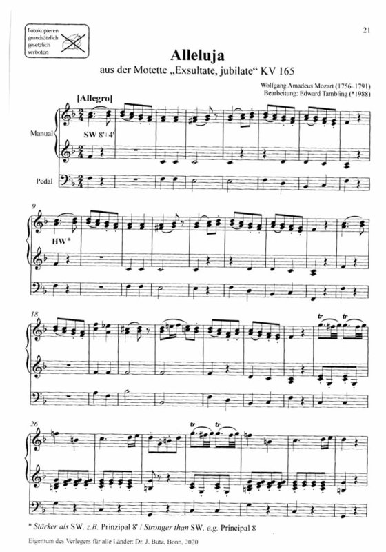 Alleluia Mozart Orgelnoten
